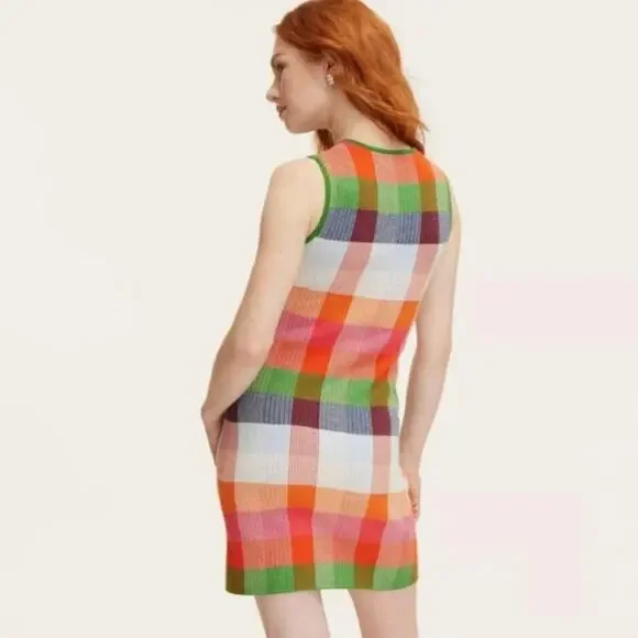 XXL Plaid Mini Sweater Dress kate spade new york Target Red/Pink/Green Blue NWT - Picture 3 of 7